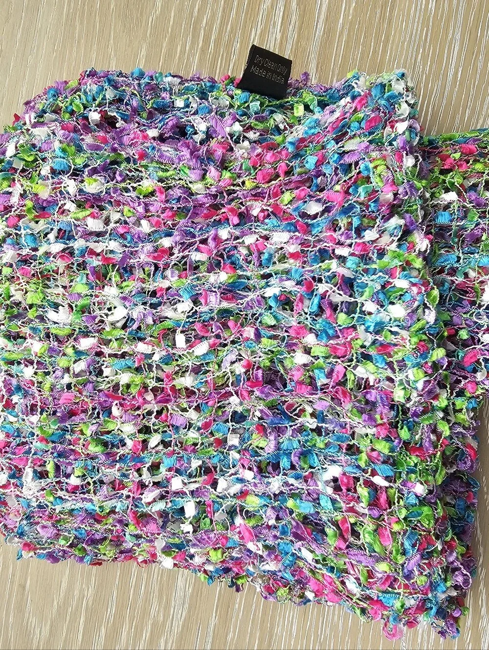 Vibrant Multi-Color Ribbon Knit Infinity Scarf (60